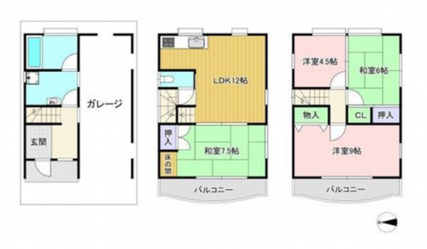 京都市伏見区羽束師菱川町、中古一戸建ての間取り画像です