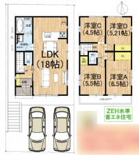京都市伏見区醍醐古道町、新築一戸建ての間取り画像です