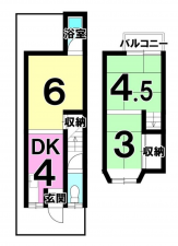 京都市伏見区横大路下三栖山殿、中古一戸建ての間取り画像です