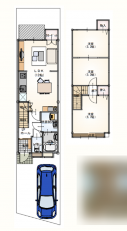 京都市南区上鳥羽塔ノ森柴東町、中古一戸建ての間取り画像です