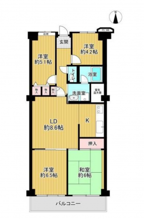 京都市伏見区深草下川原町、マンションの間取り画像です