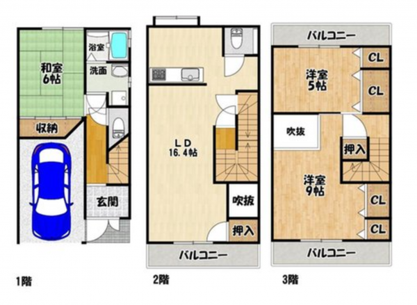 京都市伏見区深草西浦町、中古一戸建ての間取り画像です