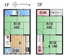 京都市伏見区深草大亀谷大山町、中古一戸建ての間取り画像です