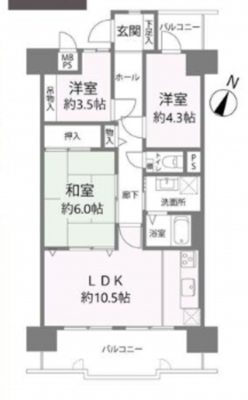 京都市伏見区淀際目町、マンションの間取り画像です