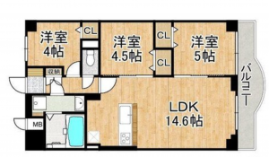 京都市伏見区羽束師鴨川町、マンションの間取り画像です