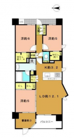 京都市南区久世中久町、マンションの間取り画像です