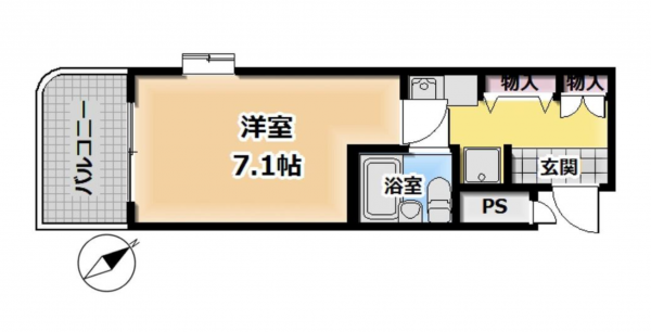 京都市伏見区深草泓ノ壺町、マンションの間取り画像です