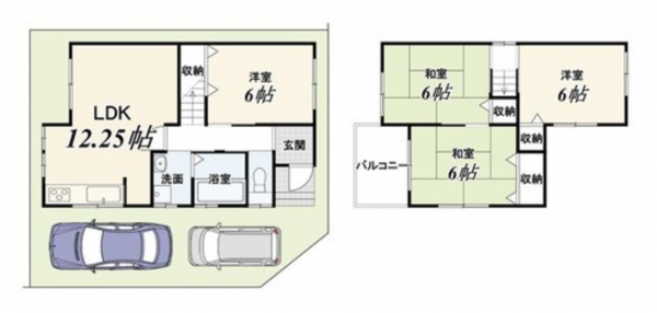 京都市伏見区久我森の宮町、中古一戸建ての間取り画像です