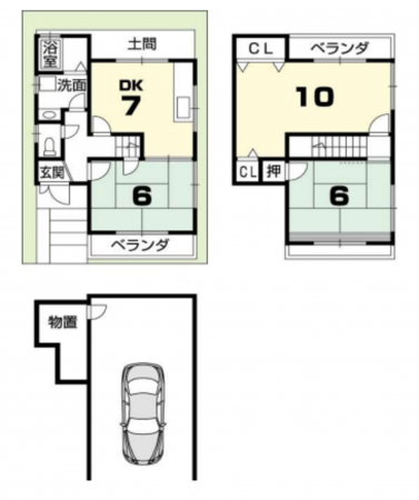 京都市伏見区久我本町、中古一戸建ての間取り画像です