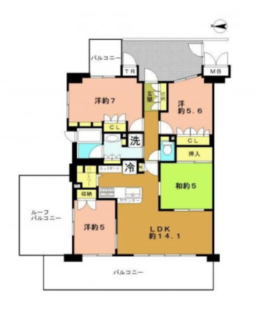 京都市伏見区横大路三栖木下屋敷町、マンションの間取り画像です