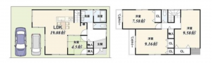 京都市伏見区久我石原町、中古一戸建ての間取り画像です