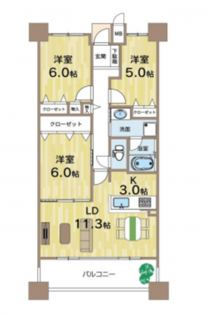 京都市伏見区伯耆町、マンションの間取り画像です