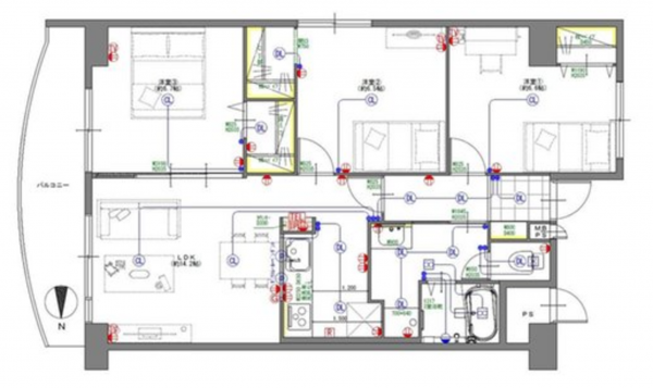 京都市伏見区深草出羽屋敷町、マンションの間取り画像です