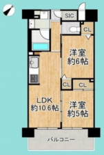 京都市伏見区淀木津町、マンションの間取り画像です
