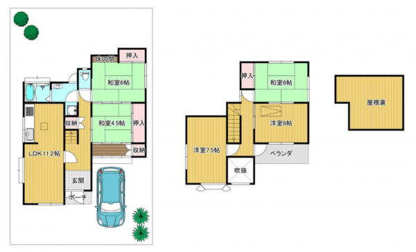 京都市伏見区醍醐岸ノ上町、中古一戸建ての間取り画像です