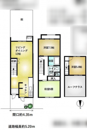京都市伏見区桃山町大島、中古一戸建ての間取り画像です