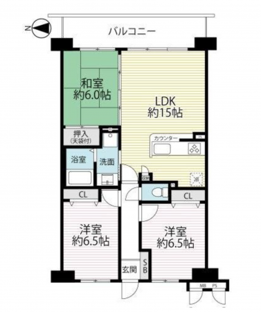 京都市伏見区新町、マンションの間取り画像です