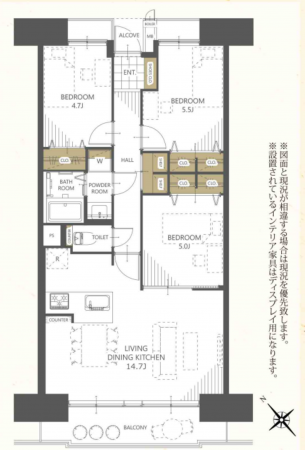 京都市伏見区深草新門丈町、マンションの間取り画像です