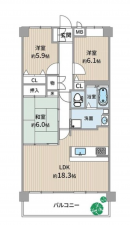 京都市伏見区醍醐構口町、マンションの間取り画像です