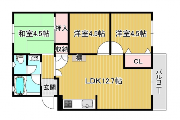 京都市伏見区下板橋町、マンションの間取り画像です