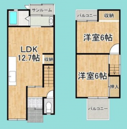 京都市伏見区深草大亀谷万帖敷町、中古一戸建ての間取り画像です