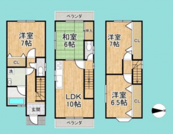 京都市伏見区羽束師志水町、中古一戸建ての間取り画像です