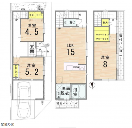 京都市伏見区深草フチ町、新築一戸建ての間取り画像です