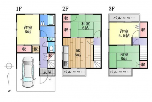 京都市伏見区久我御旅町、中古一戸建ての間取り画像です