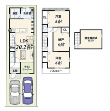 京都市伏見区久我本町、土地の建築プラン例画像です