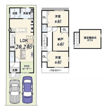 京都市伏見区久我本町、土地の建築プラン例画像です