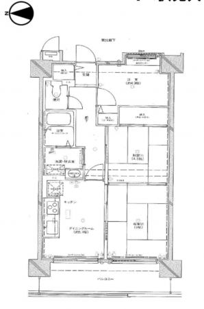 京都市伏見区下鳥羽広長町、マンションの間取り画像です