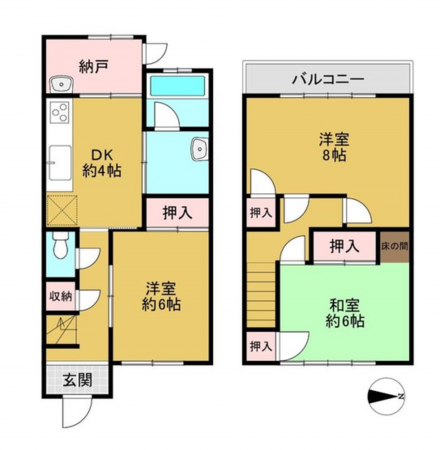 京都市南区東九条西明田町、中古一戸建ての間取り画像です