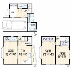 京都市伏見区深草大亀谷東寺町、中古一戸建ての間取り画像です