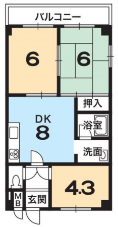 京都市伏見区竹田七瀬川町、マンションの間取り画像です