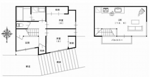 京都市伏見区両替町、中古一戸建ての間取り画像です
