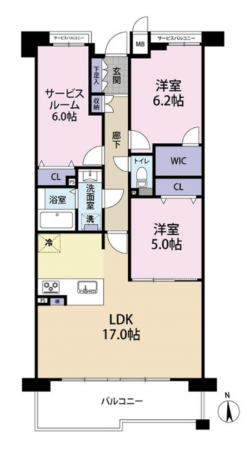 京都市伏見区桃山町大島、マンションの間取り画像です