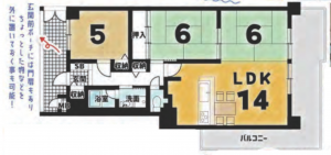 京都市伏見区日野西風呂町、マンションの間取り画像です