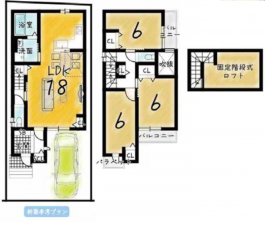 京都市南区久世上久世町、土地の建築プラン例画像です