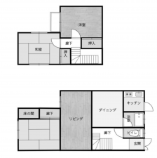 京都市伏見区京町、中古一戸建ての間取り画像です
