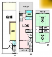 京都市伏見区深草西浦町、中古一戸建ての間取り画像です