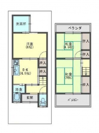 京都市伏見区醍醐外山街道町、中古一戸建ての間取り画像です