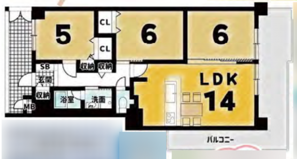 京都市伏見区日野西風呂町、マンションの間取り画像です