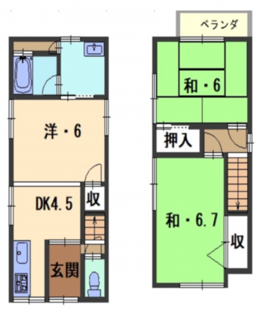 京都市伏見区石田大山町、中古一戸建ての間取り画像です