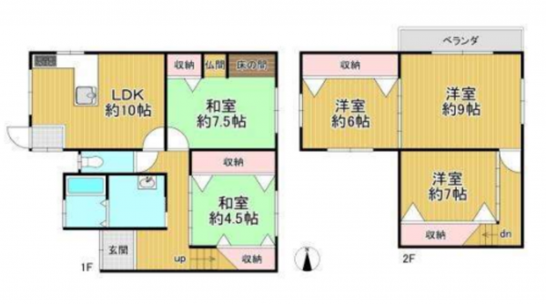 京都市伏見区深草願成町、中古一戸建ての間取り画像です