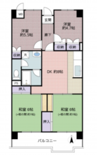 京都市南区久世中久町、マンションの間取り画像です