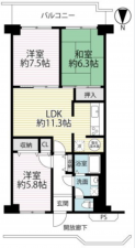京都市南区東九条西河辺町、マンションの間取り画像です