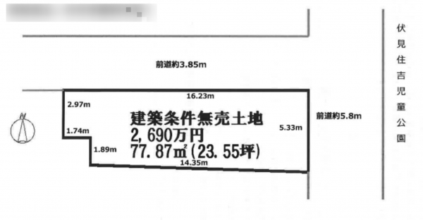 京都市伏見区桝屋町、土地の間取り画像です
