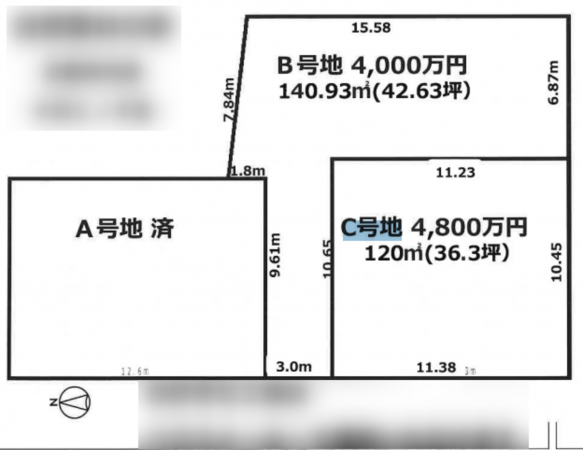 京都市伏見区桃山町泰長老、土地の間取り画像です