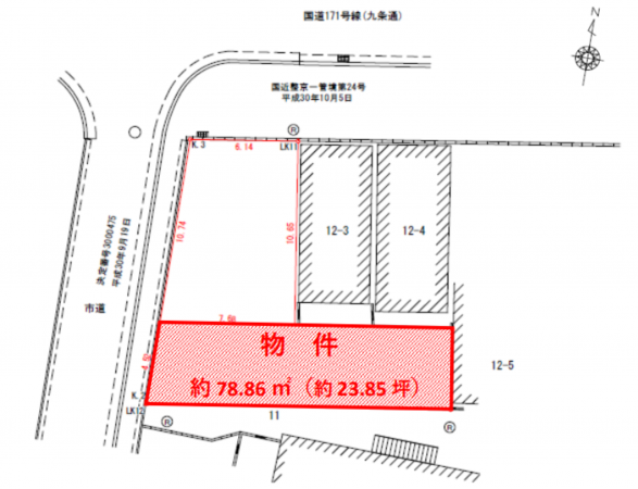 京都市南区唐橋堂ノ前町、土地の間取り画像です