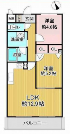 京都市伏見区竹田三ツ杭町、マンションの間取り画像です